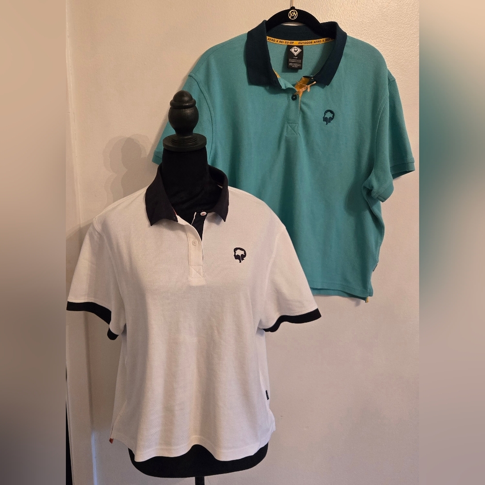 Outdoor Afro X Rei Co-Op Lot Of 2 Womens Cropped Polo Tops Sz Large